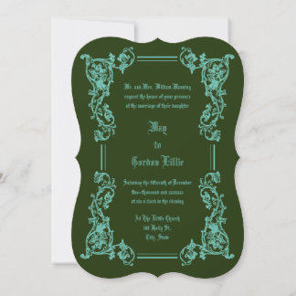 Victorian Era 1851 Elegant Blommigt Gräns Bröllop Inbjudningar