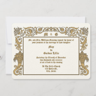 Victorian Era 1890 Cornucopias Foliage Bröllop Inbjudningar