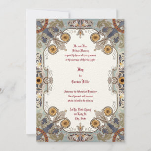 Victorian Era 1899 Art nouveau Blommigt Gräns Inbjudningar