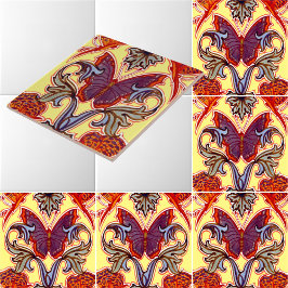 Victorian Era 1899 Art nouveau Butterfly Mönster Kakelplatta