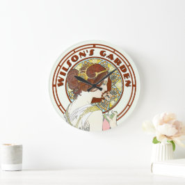 Victorian Era Art nouveau av Mucha Garden Stor Klocka