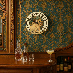 Victorian Era Art nouveau av Mucha Pub eller Pub Stor Klocka