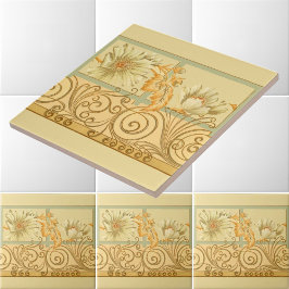 Victorian Era Art nouveau Blommigt Rulla Frieze Kakelplatta