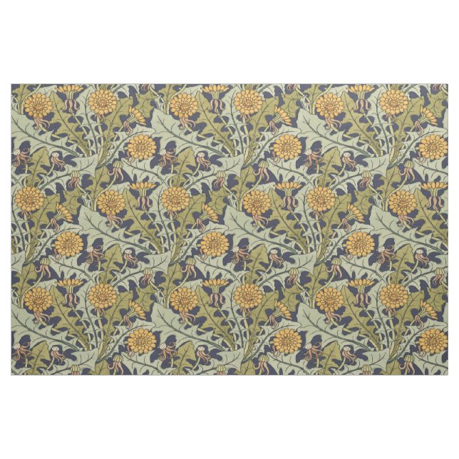 Victorian Era Art nouveau Dandelion Flower Mönster Tyg (Fat Quarter)