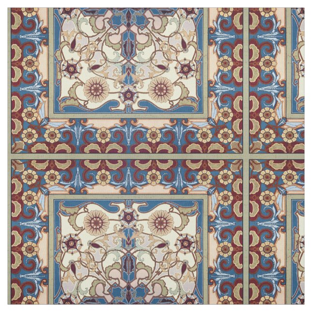 Victorian Era Art nouveau Dragonfly Blommönster Tyg (Provkarta)