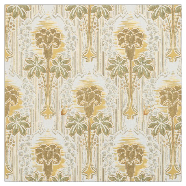 Victorian Era Art nouveau Flower Mönster Tyg (Provkarta)