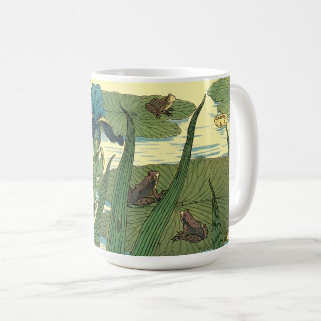Victorian Era Art Nouveau Frogs on Lily Pads  Kaffemugg (Framsida höger)