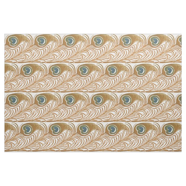 Victorian Era Art nouveau Peacock Feather Mönster Tyg (Fat Quarter)