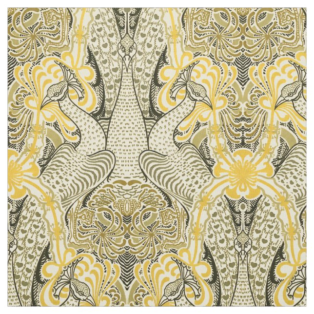 Victorian Era Art nouveau Peacocks & Honeysuckle Tyg (Provkarta)