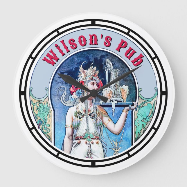 Victorian Era Art nouveau Pub Stor Klocka (Framsida)