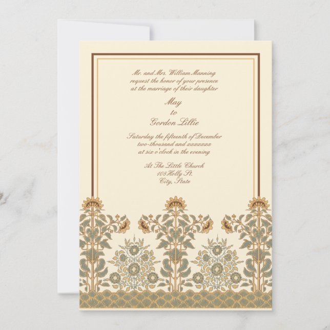 Victorian Era Art nouveau Solblommor Bröllop Inbjudningar (Framsida)