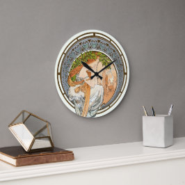 Victorian Era Art nouveau Sunset av Alfons Mucha Stor Klocka