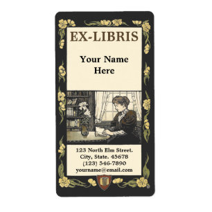 Victorian Era Art nouveau Woman Ex-Libris-mall Fraktsedel