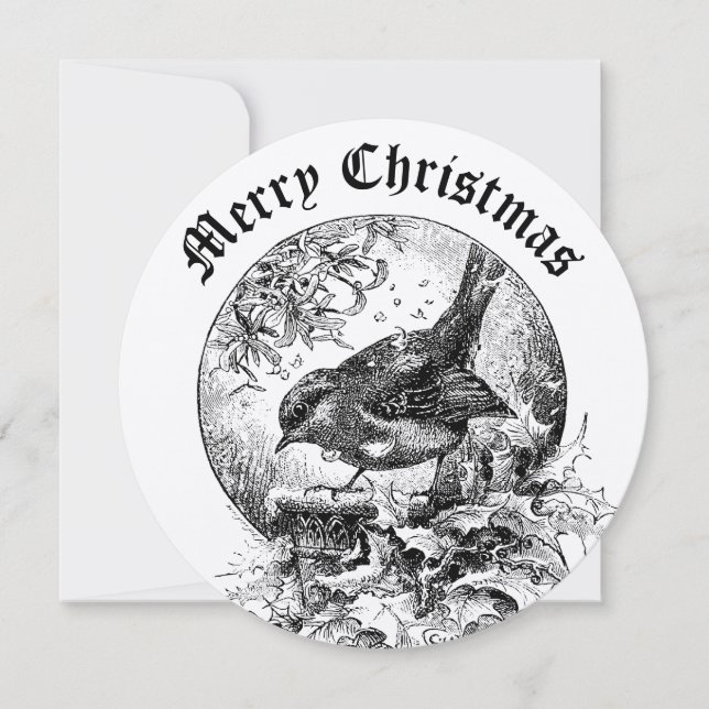 Victorian Era Bird In Holly & Mistletoe Christmas  Julkort (Framsida)