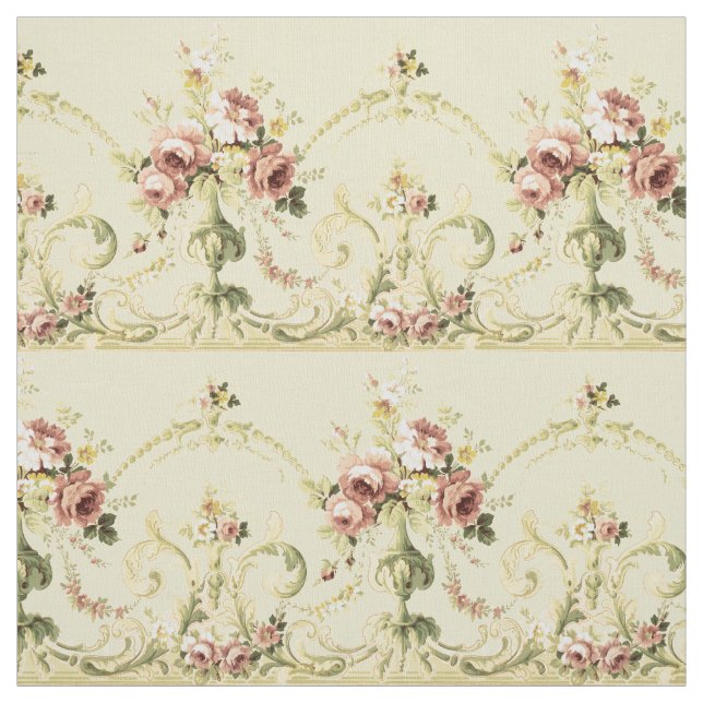 Victorian Era Bukett med rosor Frieze Mönster Tyg (Provkarta)