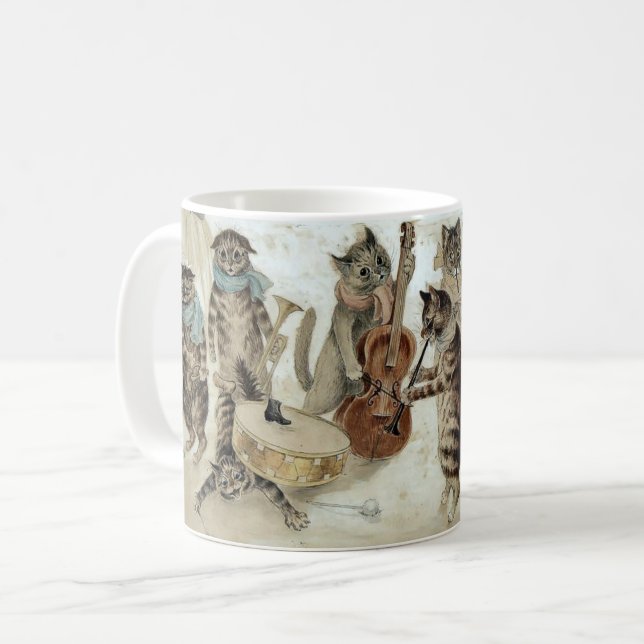 Victorian Era Caroling Cats av Louis Wain Helgdag Kaffemugg (Framsida vänster)