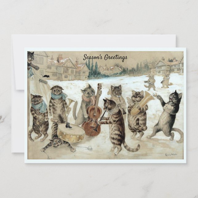 Victorian Era Caroling Cats av Louis Wain Julkort (Framsida)