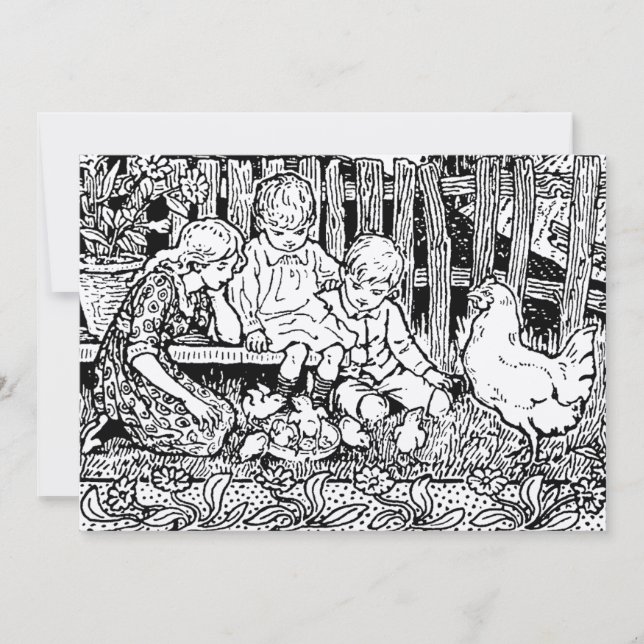 Victorian Era Children & Baby Chicks Julkort (Framsida)