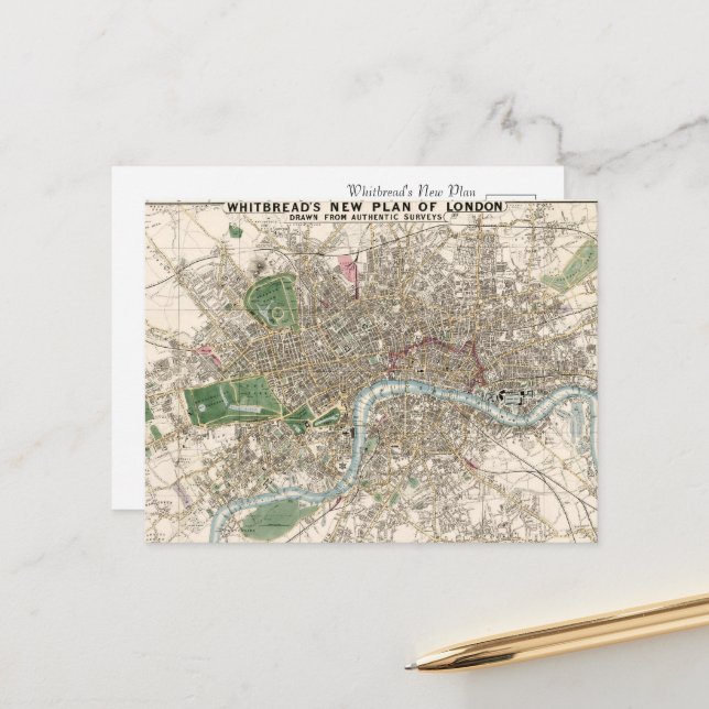 Victorian Era Cityscape Vykort (Fram/Back In Situ)