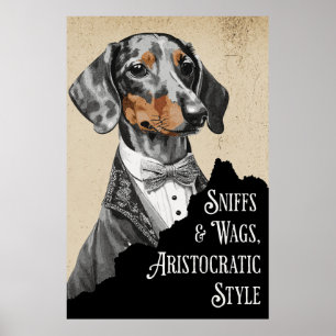 Victorian Era Dachshund gentlemen an Poster