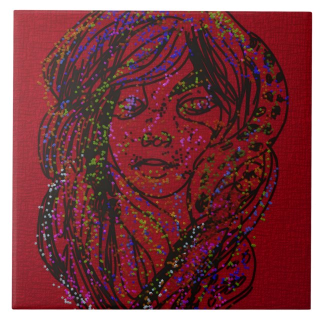 Victorian Era Dreamer Girl Ceramic Tile Kakelplatta (Framsidan)