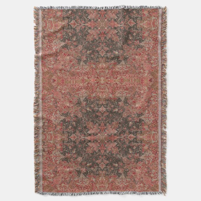 Victorian Era European Foliage Mönster Skriv ut Filt (Framsidan Vertikal)