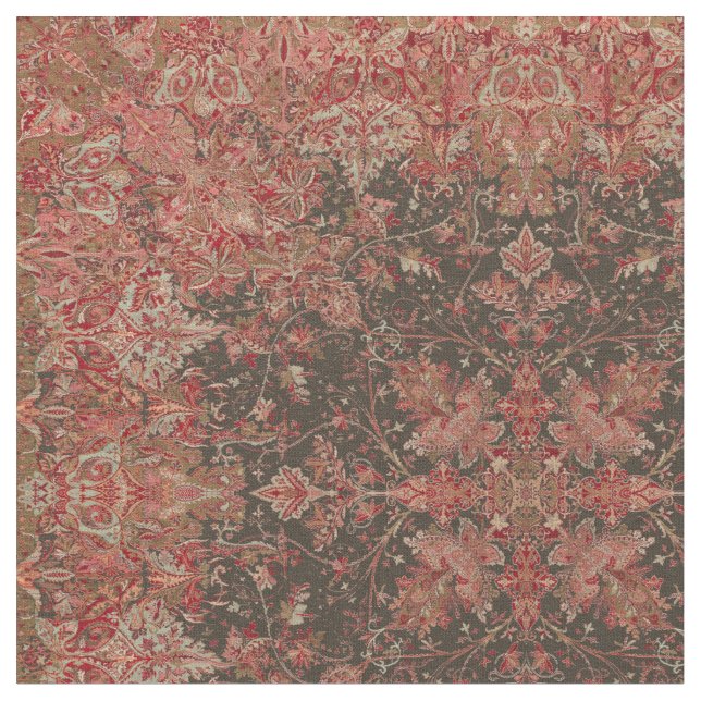 Victorian Era European Foliage Mönster Skriv ut Tyg (Närbild)