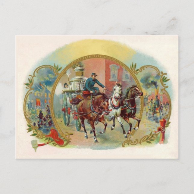 Victorian Era Firefighter-vykort Vykort (Framsida)