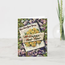 Victorian Era Flowers Gott nytt år Note Cards