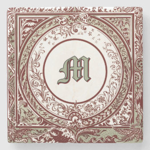 Victorian Era Foliage Gräns Monogram Stenunderlägg