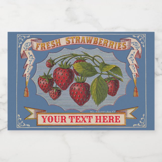 Victorian Era Fresh Strawbär-mall Mat Etiketter (Singel etikett)