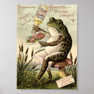 Victorian Era Frog på Toadstool Ad Poster