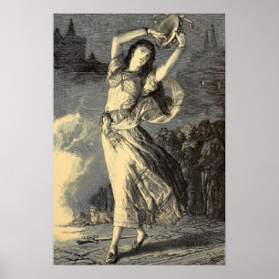 Victorian Era Gypsy Tambourine Girl Poster