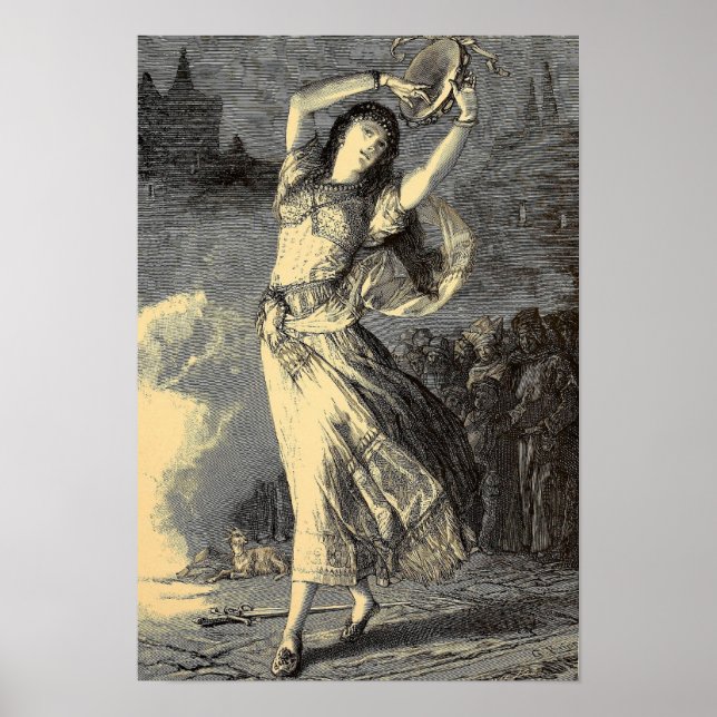 Victorian Era Gypsy Tambourine Girl Poster (Framsidan)