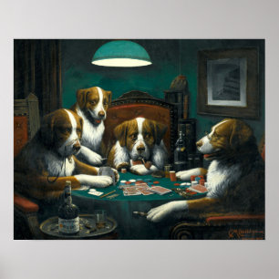 Victorian Era Hundar spelar Poker av Coolidge Poster