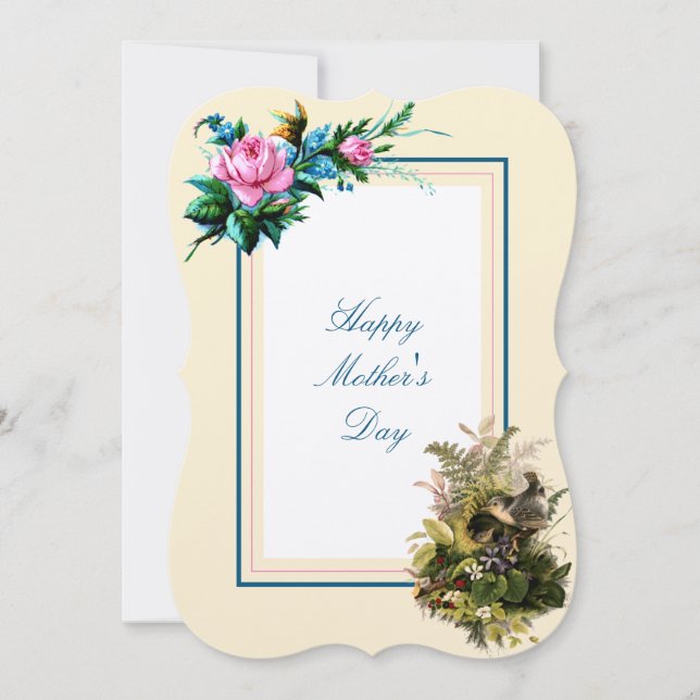 Victorian Era Nest & Flowers Mors dag Card (Framsida)