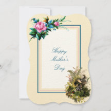 Victorian Era Nest & Flowers Mors dag Card