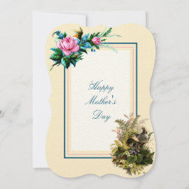 Victorian Era Nest & Flowers Mors dag Card