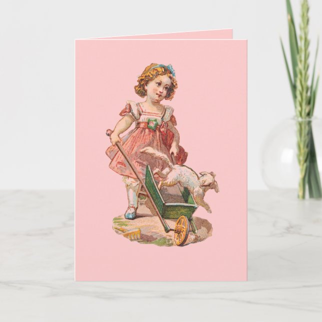 VICTORIAN ERA NOTECARES - LITE GIRL & HUND KORT (Framsida)
