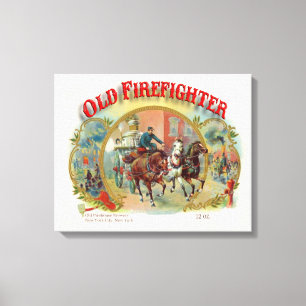 Victorian Era Old Firefighter Label Canvastryck