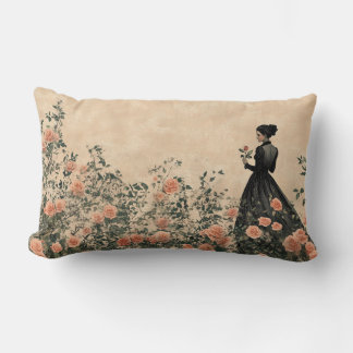 Victorian Era Woman i Ro Garden Pillow Lumbarkudde