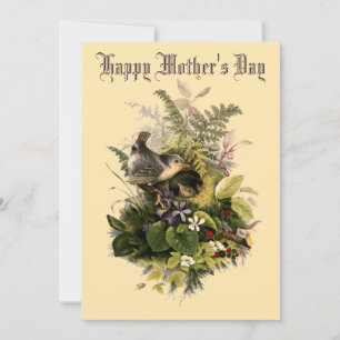 Victorian Era Wren's Nest & Flowers Mors dag Julkort