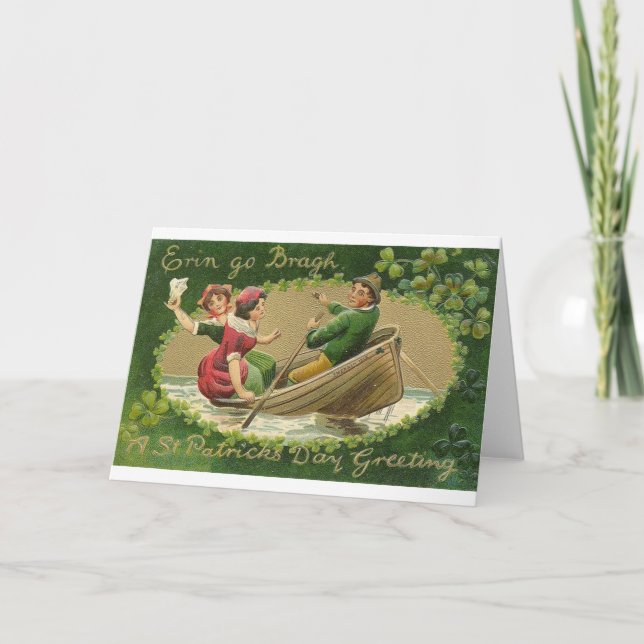 Victorian Erin Go Bragh St. Patrick's Day Card Kort (Framsida)