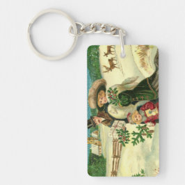 Victorian family in the snow Christmas scene