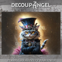 Victorian Fantasy Cheshire Cat - Decoupage