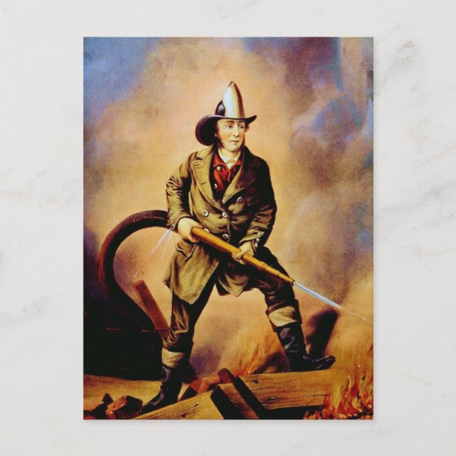 Victorian Firefighter "The American Fireman" Vykort (Framsida)