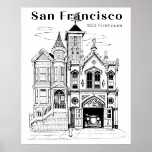 Victorian Firehouse och Lastbil Poster