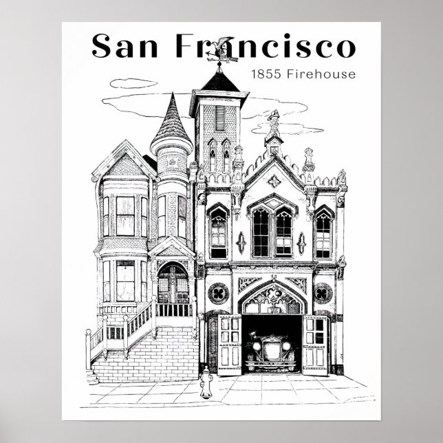 Victorian Firehouse och Lastbil Poster (Framsidan)