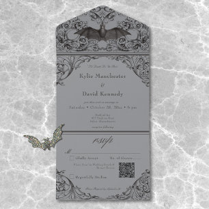 Victorian Fladdermus Til Death Black Grått Bröllop