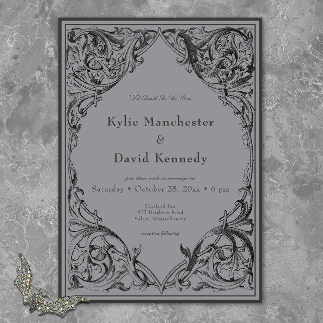 Victorian Fladdermus till Dödsolyckan och Grått Br Inbjudningar (Skapare uppladdad)